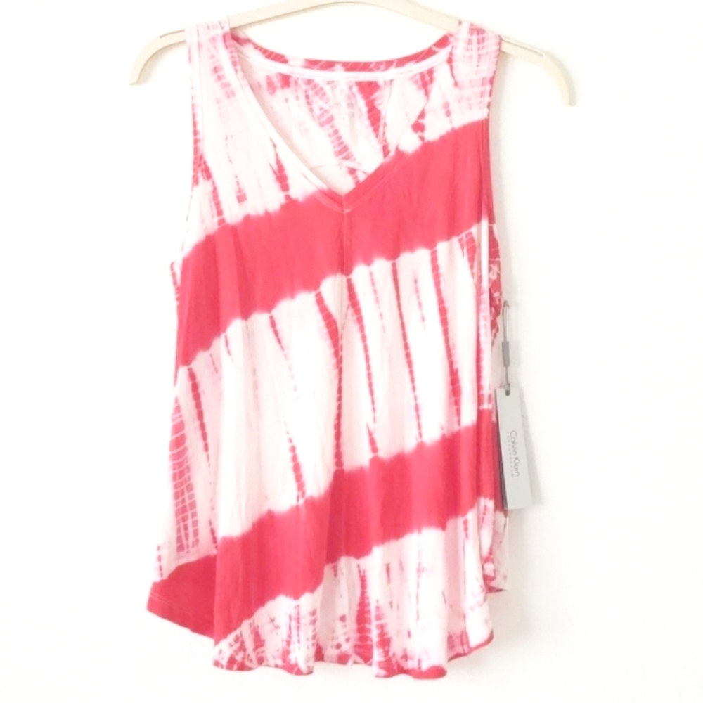 Calvin Klein V-Neck Tie Dye Top Pink S